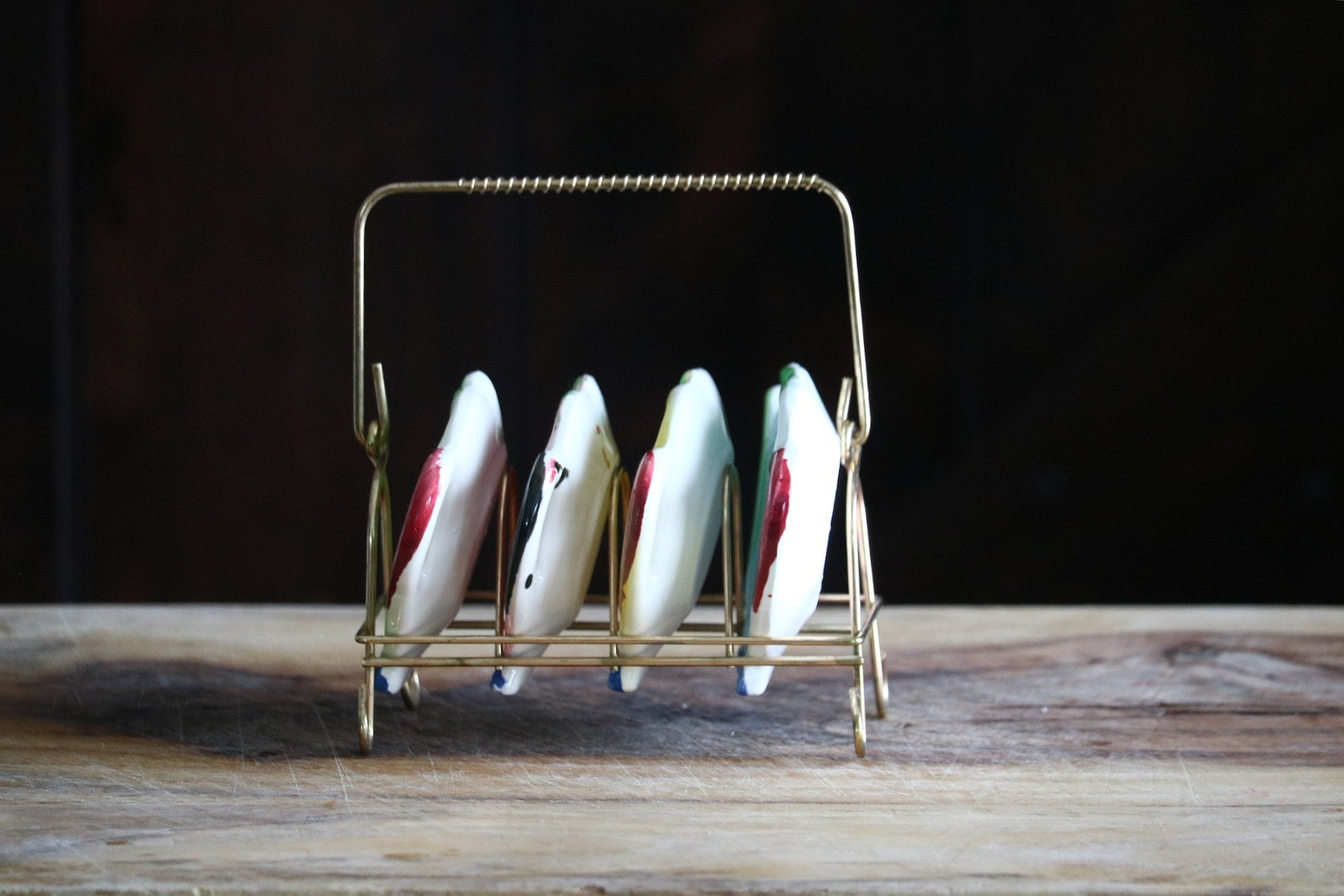 Vintage Tea Bag Holders W/ Metal Caddy Retro Kitchen Decor Etsy
