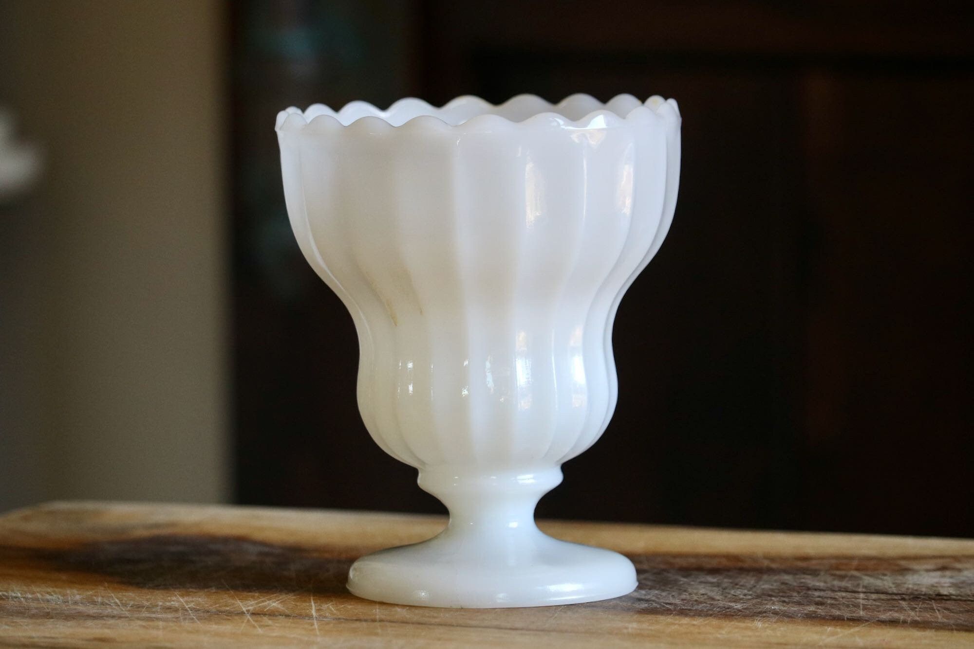 Vintage Milk Glass Pedestal Vase Spring Decor E O Brody Etsy