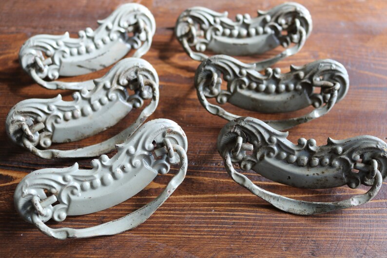 Drawer Pulls Art Nouveau Drawer Handles 6 Vintage Dresser Etsy