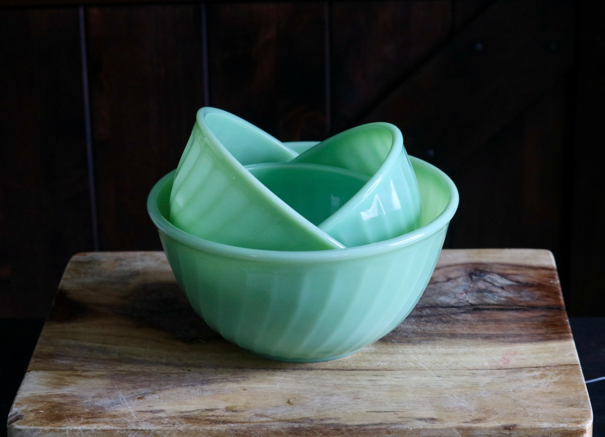 Vintage Fire King Jadeite Nesting Bowls for Retro Kitchen Etsy