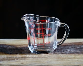 Vintage Fire King Glass Measuring Cup, Retro Kitchenalia, 1 Cup Measuring Pitcher, Cute and Kitschy! Gift for Collector, Grannycore Kitchen