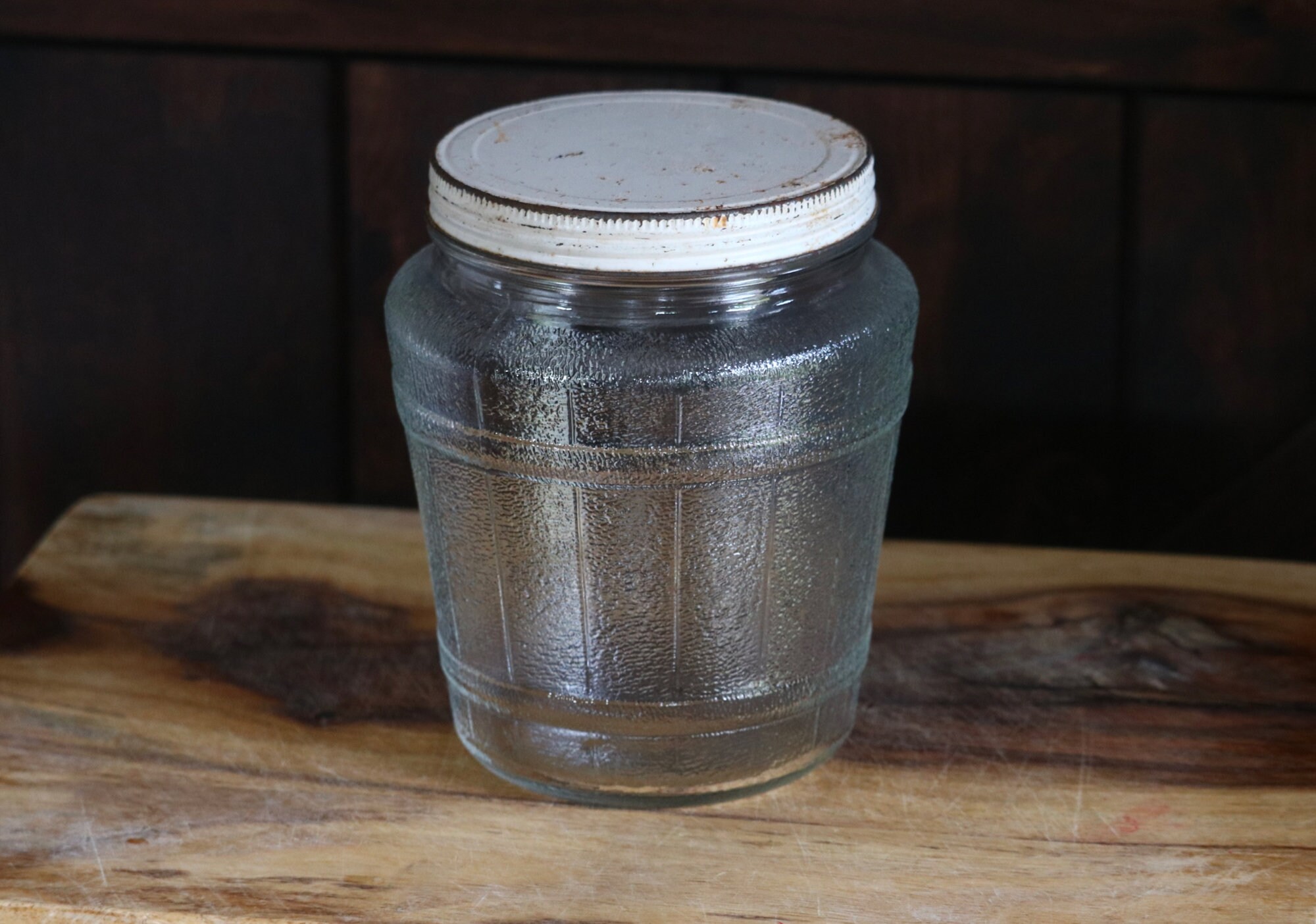 Vintage Clear Glass Ball Jar with Tin Lid for Retro Kitchen Etsy