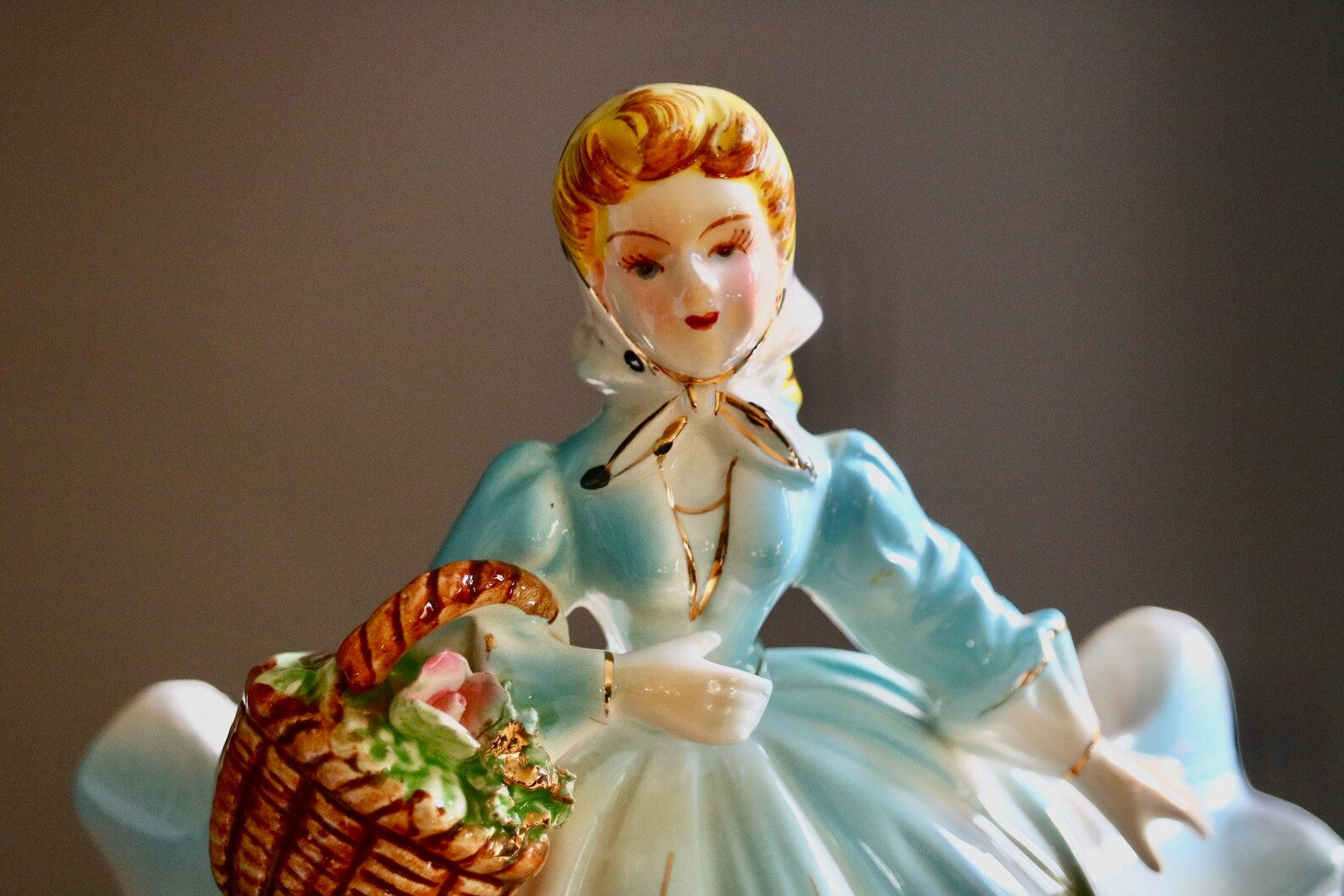 Vintage Country Girl Figurine Planter Spring Mantel Decor Etsy
