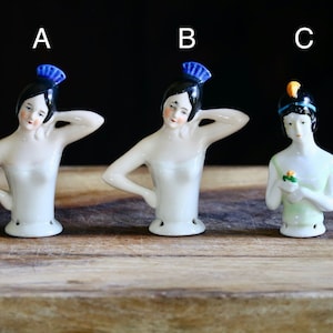 Vintage Flapper Girl Figurine, Pin Cushion, Cake Topper, German Doll Head, CHOOSE! Roaring 20s, Art Deco Woman Bust, Bougie Vanity Decor