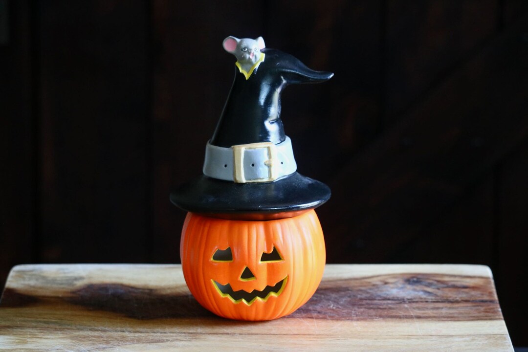 Vintage Jack O Lantern Jar, Spooky Cute Halloween Decor, Retro Pumpkin ...