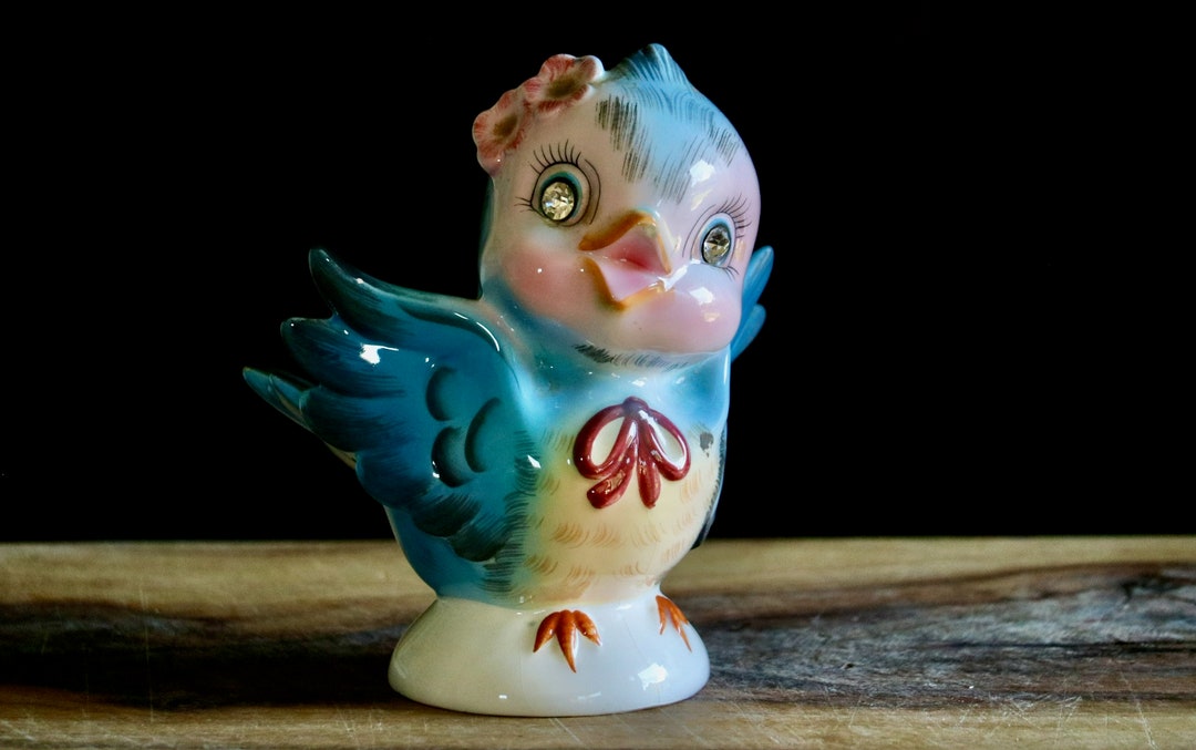 Vintage Lefton Bluebird Bank for Spring Decor Adorable - Etsy