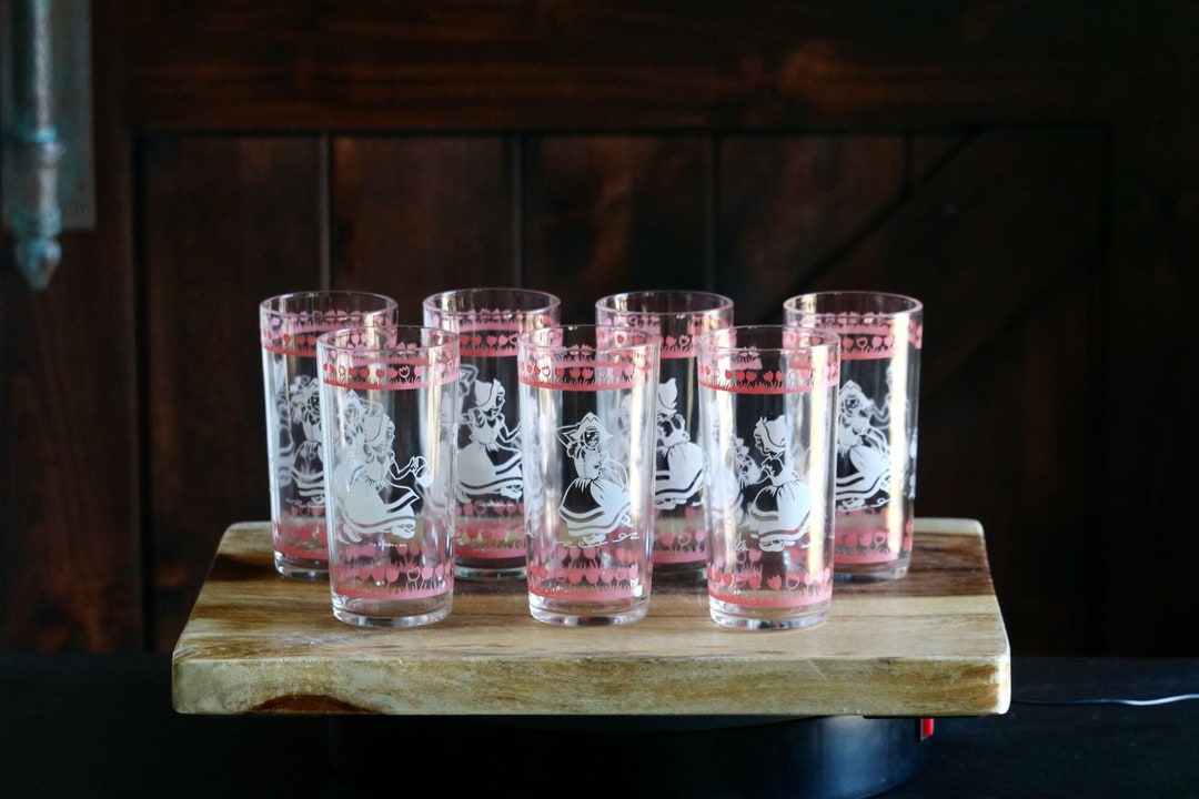 Vintage Pink Tulip and Dutch Girl Tumblers, Retro Kitchenalia, Cute Mid ...