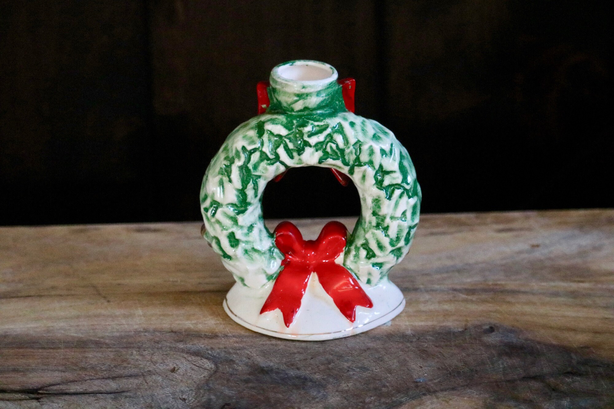 Wreath Candle Holder for Vintage Christmas Decor Ceramic | Etsy