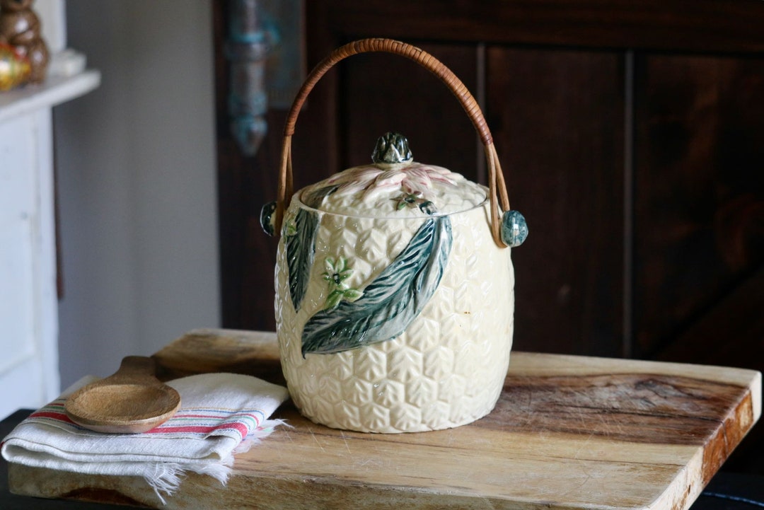 Vintage Japanese Biscuit Jar Retro Kitchenalia Asian Floral Etsy