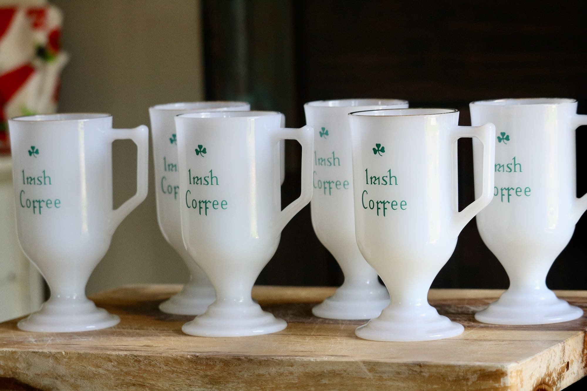 Vintage Milk Glass Irish Coffee Shamrock Pedestal Coffee Mug Pedestal Cup  Gold Accents Saint Patricks Day -  Finland