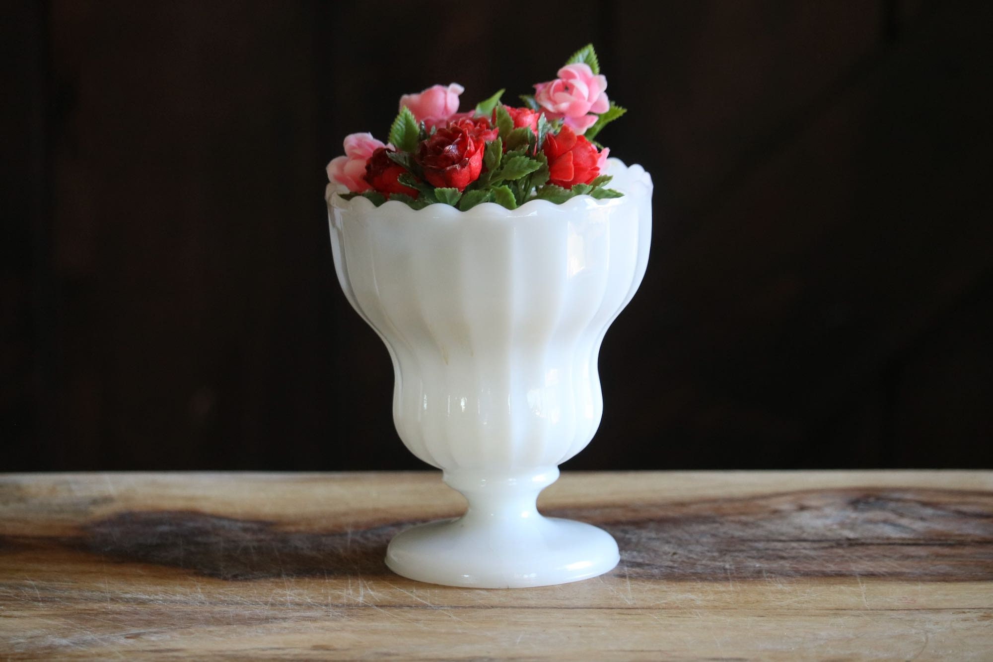 Vintage Milk Glass Pedestal Vase Spring Decor E O Brody Etsy