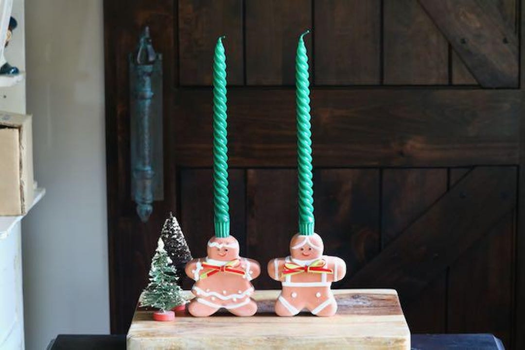 Gingerbread Man Candleholders, Vintage Christmas Decor, Holiday Table ...
