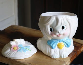 Vintage Lefton Mr Toodles Cookie Jar, Kitschy Retro Kitchenalia