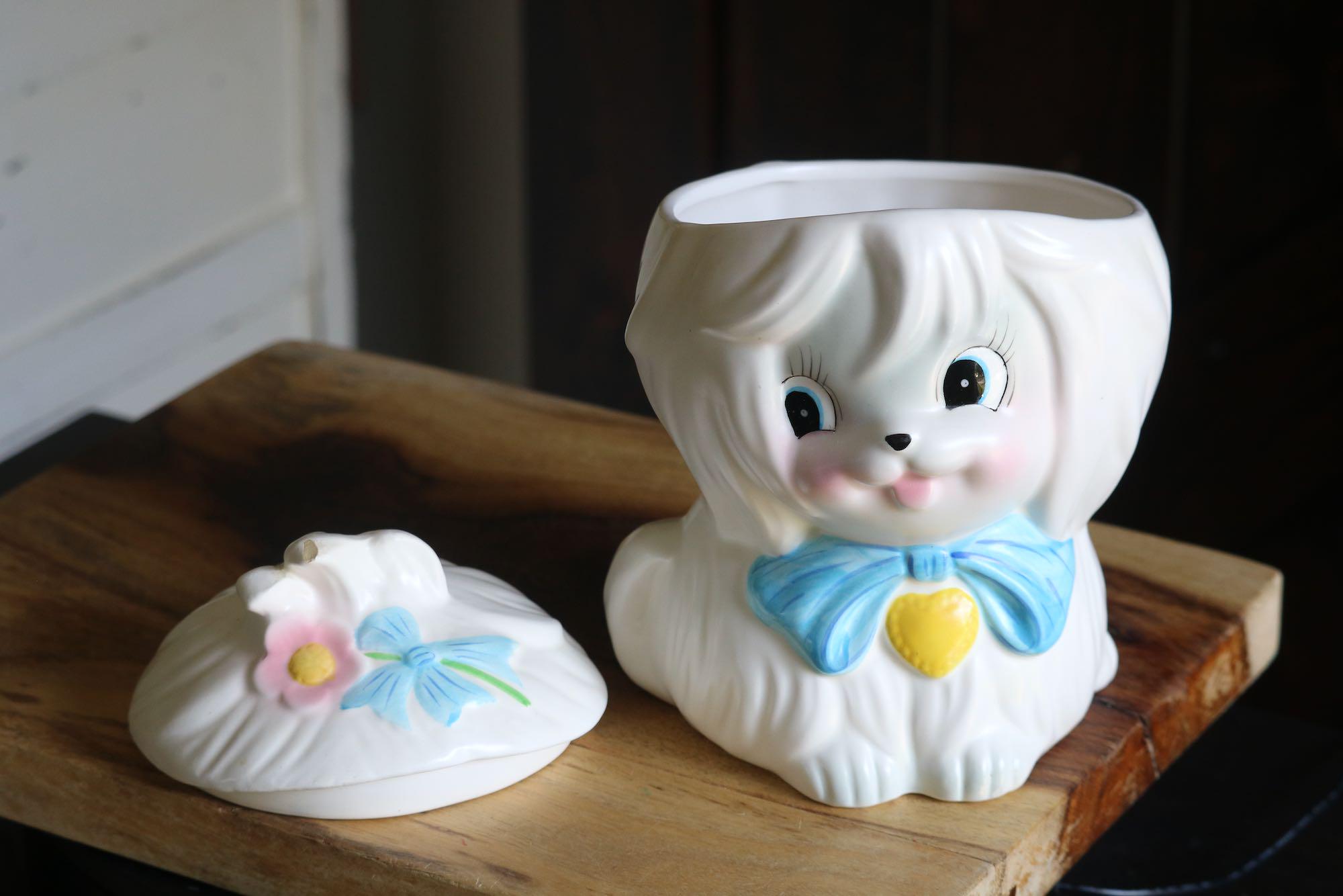Vintage Lefton Mr Toodles Cookie Jar, Kitschy Retro Kitchenalia
