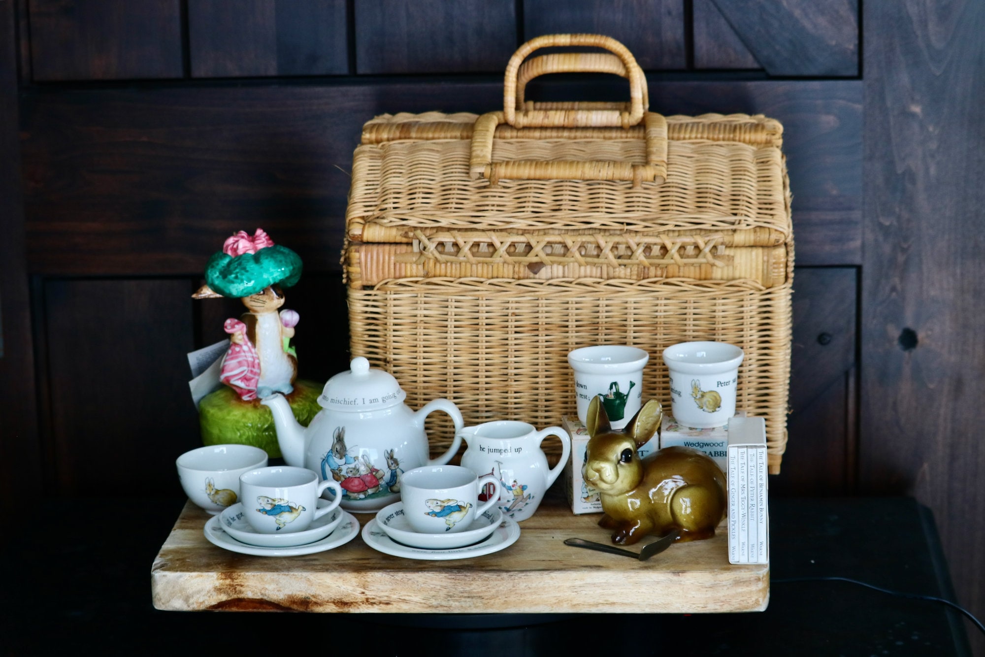 Peter rabbit tea set in picnic basket on sale