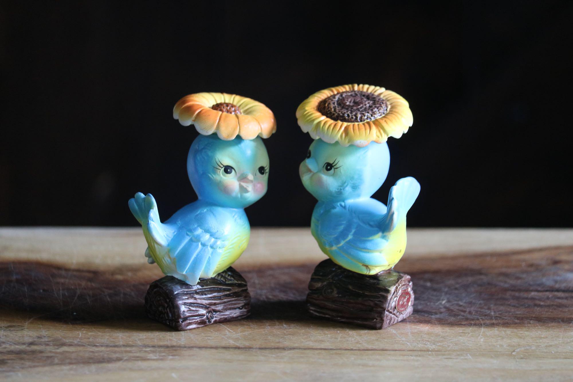 美品！ レフトン ブルーバード ソルト&ペッパー Vintage 50s Lefton Bluebird Figurines Blue Birds Porcelain