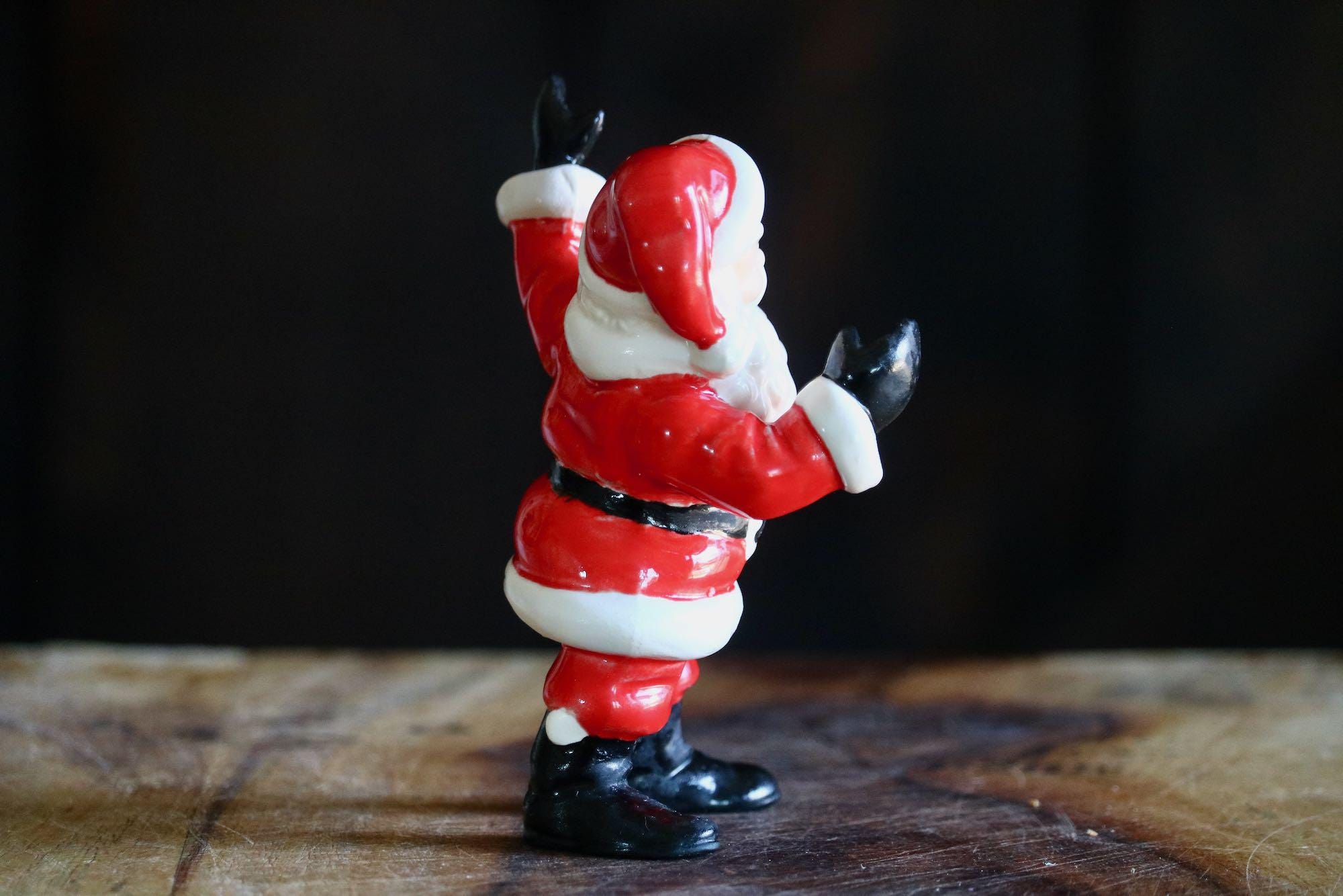 Jolly Waving Santa Figurine, Vintage Christmas Decor, Cute
