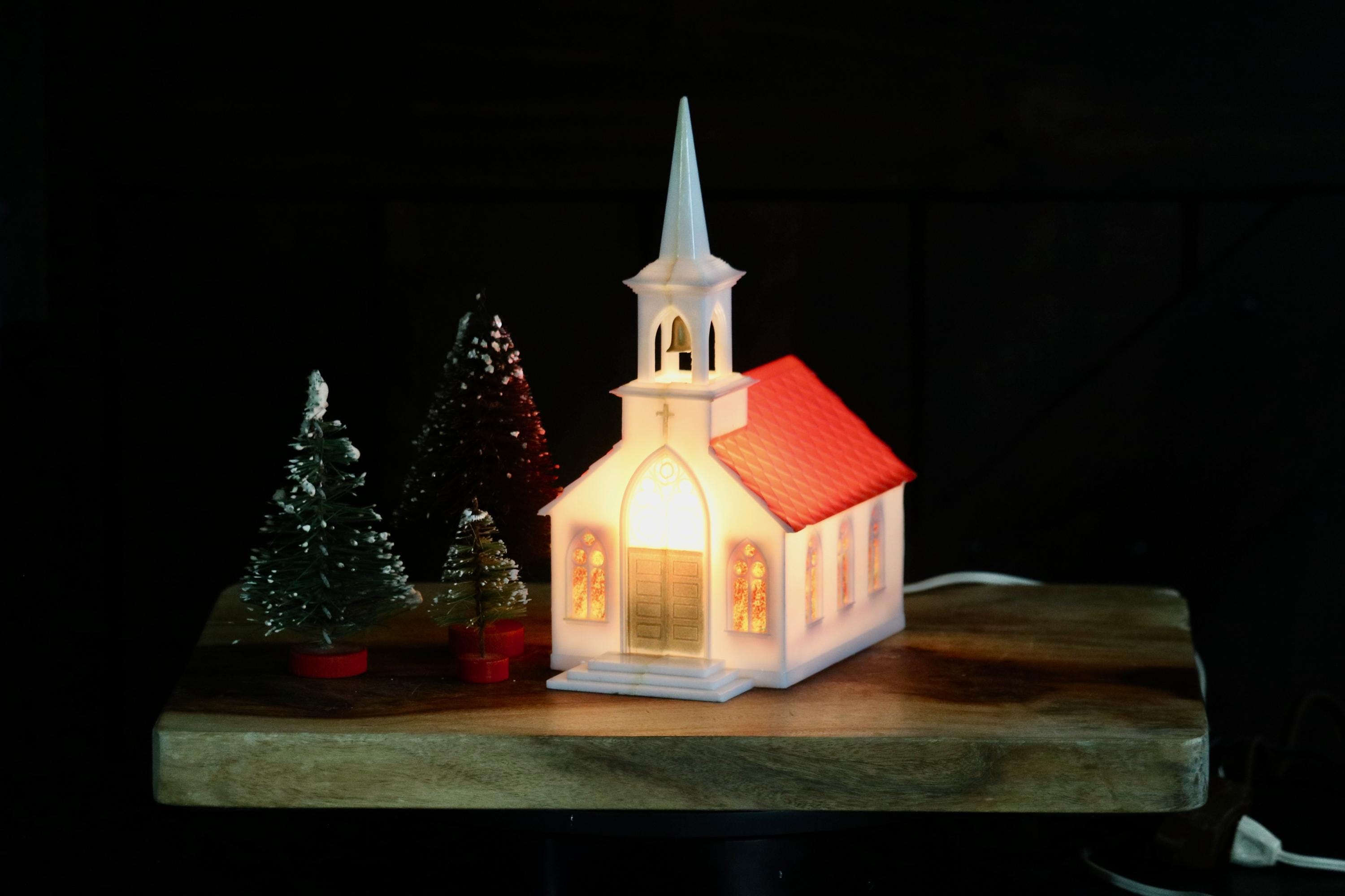 Vintage Plastic Light up Church - Etsy