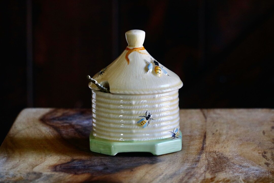 Vintage Crown Devon Honey Pot, Retro Kitchenalia, Lovely English