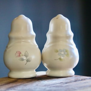 Vintage Pfaltzgraff Tea Rose Salt and Pepper Shakers, Retro Kitchenalia, Blue and Pink Floral Shakers, Spring Kitchen, Grannycore Kitsch