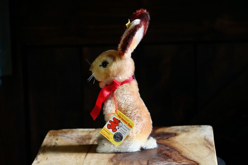 Steiff Brown Rabbit Little Vintage Steiff Plush Bunny, Cute Stuffed Animal, 10