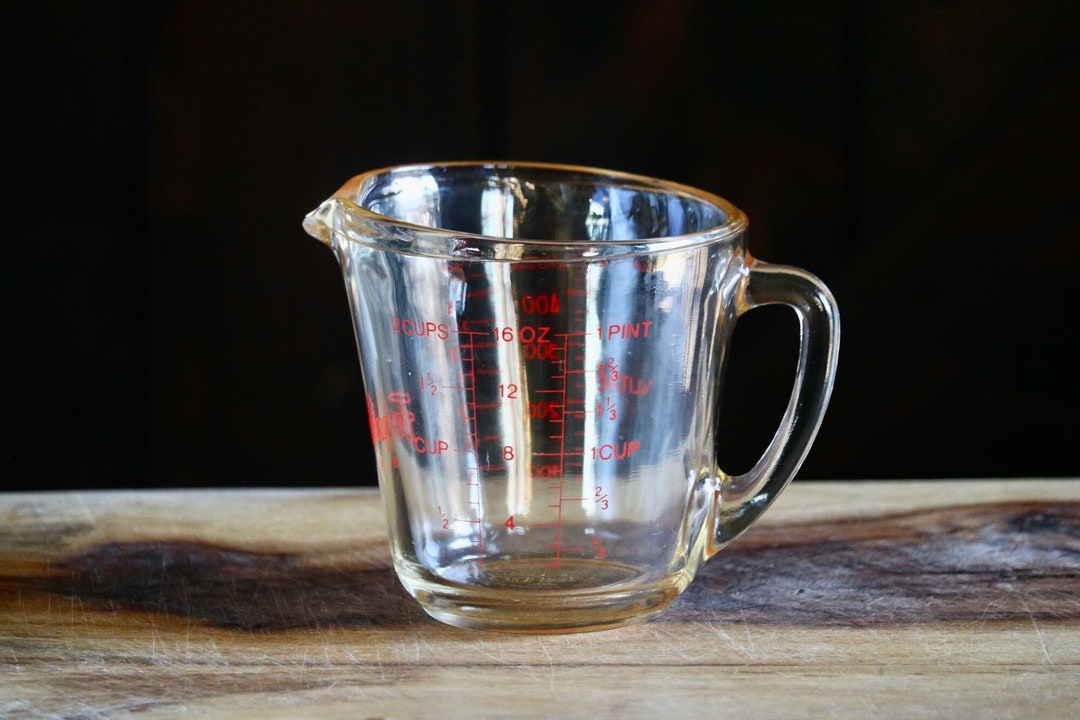 Vintage Fire King Glass Measuring Cup, Retro Kitchenalia, 2 Cup