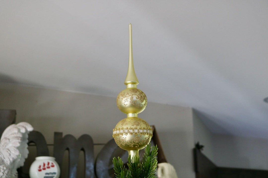 Mercury Glass Tree Topper Vintage Christmas Decor Light Gold Etsy