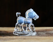 Vintage Heisey by Fenton Opalescent Glass Plug Horse Figurine for Collector Gift, Stylized Sparky the Horse, Elegant Kitsch, Gift for Host