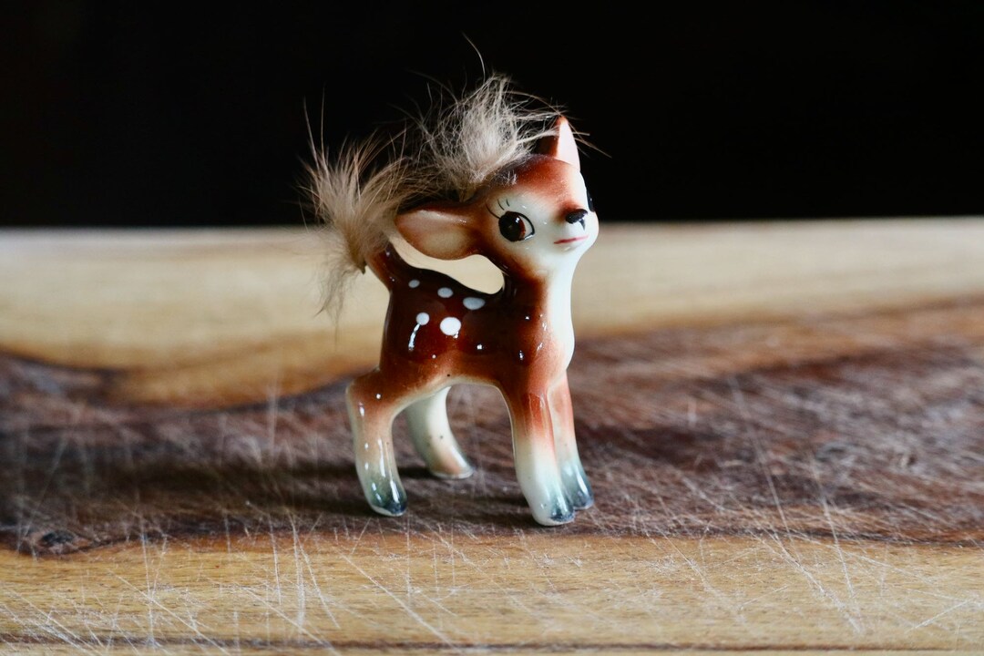 Small Vintage Baby Deer Figurine Cute Spring Decor Kitschy Etsy