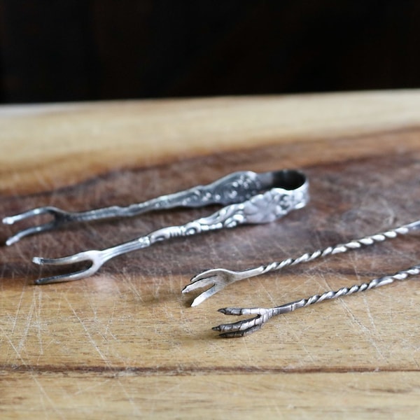 Vintage Sugar Tongs, Retro Tea Service Utencil, CHOOSE! Victorian Woman Handle Made in Sweden OR Sterling Silver Bird Claw, Gift for Hostess