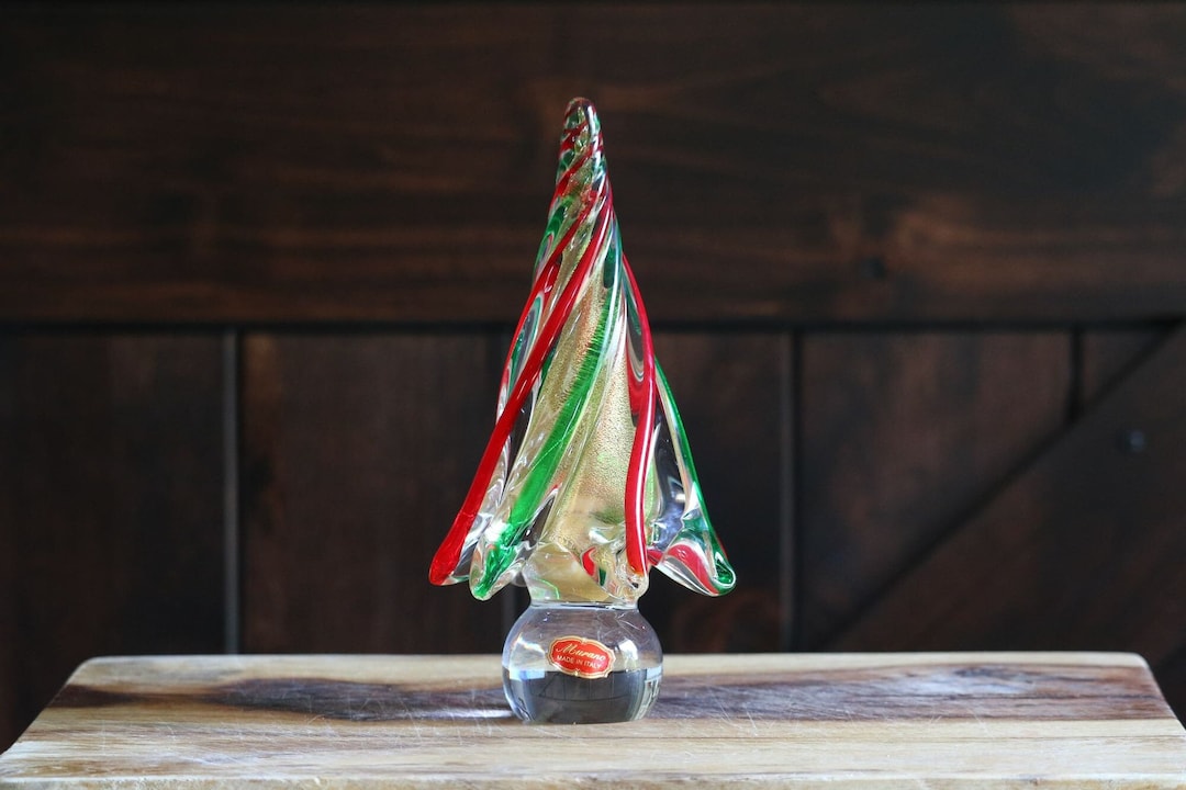 Vintage Murano Glass Christmas Tree Elegant Holiday Mantel Etsy