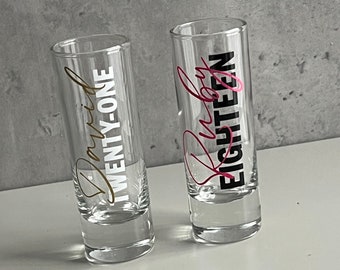 Personalised Birthday Shot Glass – Custom Name Age Gift for her or him