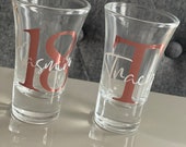 Personalised Shot Glass with Initial and Name or Age and Name. A Pretty keepsake gift for all Occasions, Birthday, or Thank you