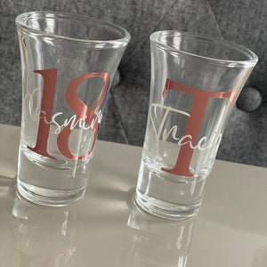 Personalised Shot Glass with Initial and Name or Age and Name.  A Pretty keepsake gift for all Occasions, Birthday, or Thank you!