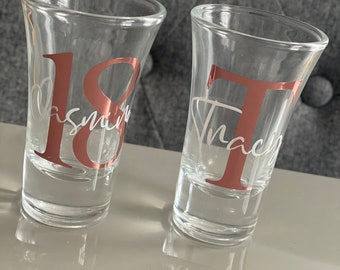Personalised Shot Glass with Initial and Name or Age and Name.  A Pretty keepsake gift for all Occasions, Birthday, or Thank you!