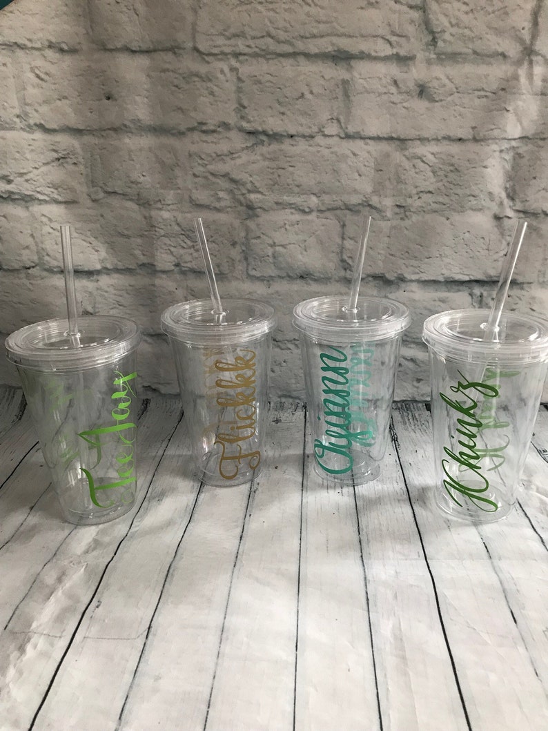 Personalised Name Cup / Tumbler with Lid and Straw Perfect Etsy