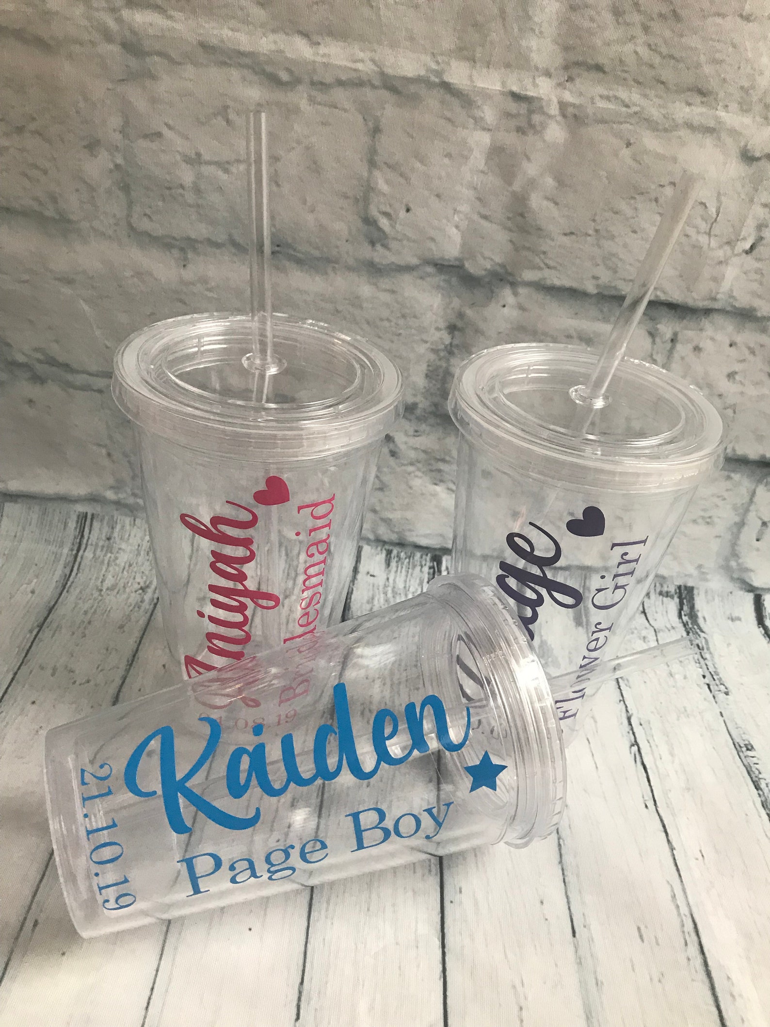 Personalised Wedding Tumbler with Name Role and Date. Cute Etsy