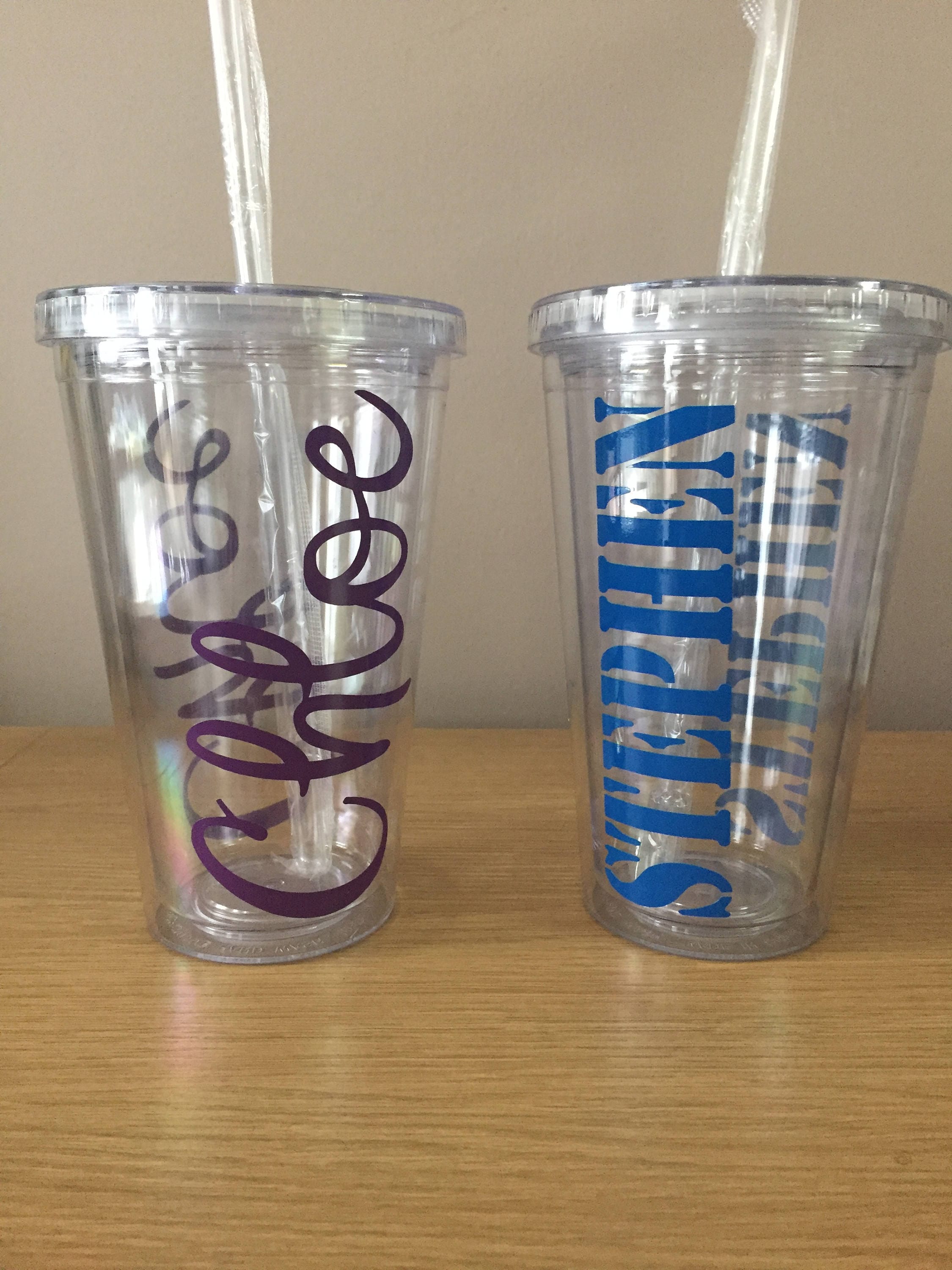 Personalised Name Plastic Cup / Tumbler with Lid and Straw Etsy