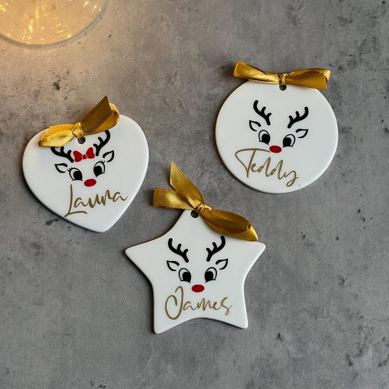 Personalised Ceramic Christmas Tree Ornament with Name | Hanging Tree Decoration | Xmas Keepsake Gift | Personalised Bauble