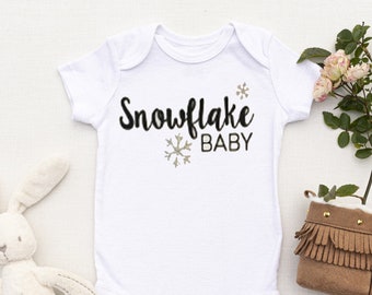 Snowflake Baby Onesie, Silver Glitter Onesie, Coming Home Outfit Baby Girl, Cute Onesies, Baby Girl Gift, IVF Baby, IVF Gift, IVF Shirt