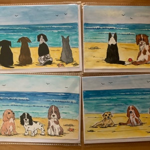 Tarjeta de felicitación. Pintado a mano único. No impreso. En blanco por dentro. Envíe un mensaje si desea algún perro, gato, etc. en particular.