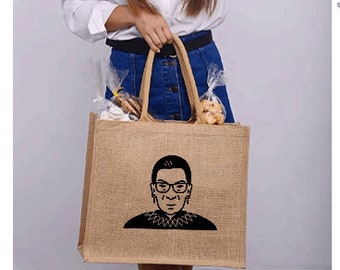 RBG Burlap Market Bag | Market bag | Re-Usable Bag | Eco-Friendly | Ruth Bader Ginsburg | Jute Canvas Bag