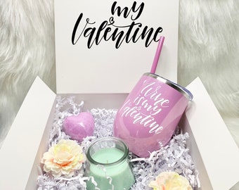 My Valentine Curated Gift Box | Valentine Gift Box Personalized Wine Tumbler  | Gifts for her