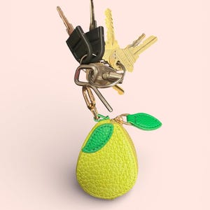 Lemon Coin Purse Keychain • Yellow Vegan Leather Earbud Case