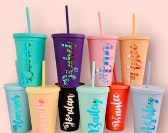 Personalized 16oz Acrylic Tumbler: Pastel Colors, Gift Box