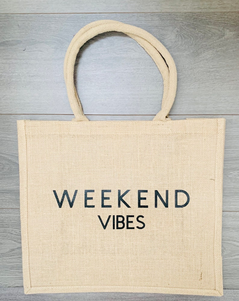 Weekend Vibes Jute Burlap Beach Bag Gift Ideas for a Girls Etsy