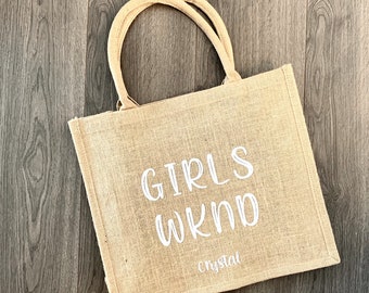 Girls Weekend Jute Burlap Beach Bag | Gift Ideas for a Girls’ Trip Birthday Bachelorette Party |Christmas Gifts | Large Tote Carryall