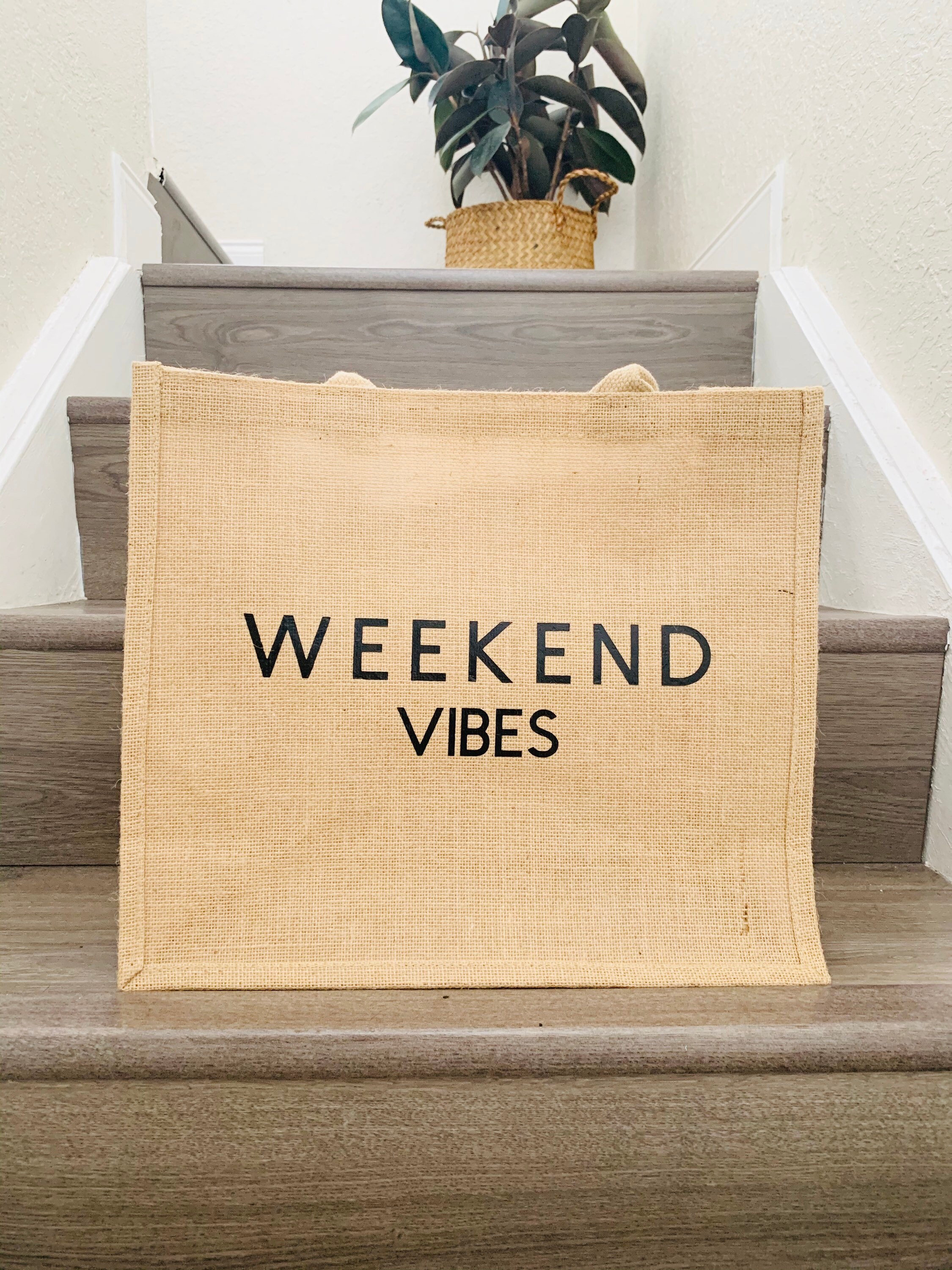 Weekend Vibes Jute Burlap Beach Bag Gift Ideas for a Girls Etsy