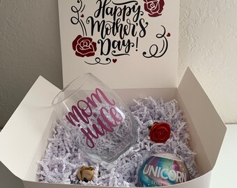 Mother’s Day Rose Gift Box  | Mother's Day Wine Glass Gift | Mother’s Day Ideas For Sister, Mom, Wife, Fiancé, Grandma and Mother in Law