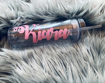 Personalized Acrylic Tumbler with Straw | Custom Name Vinyl Cup